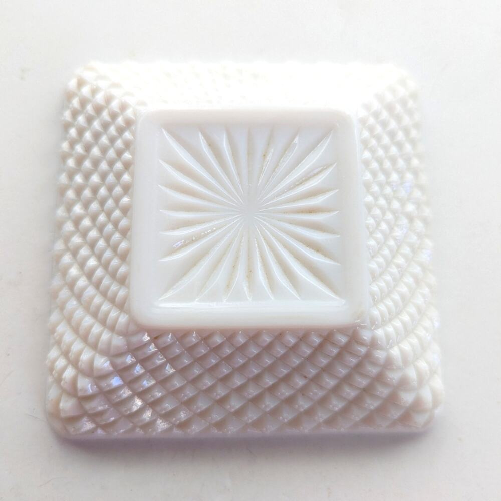 Vintage 50s Retro Westmorland Milk Glass English Hobnail Square Ashtray